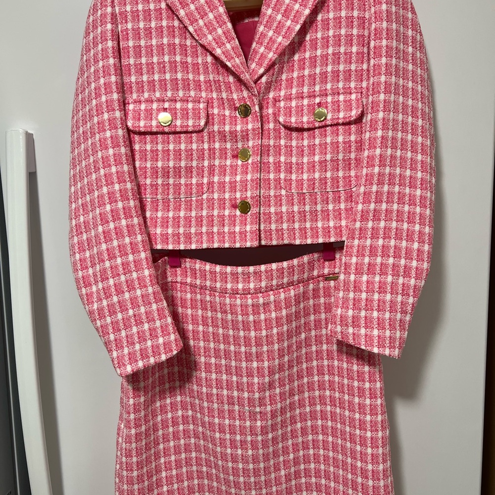 Nine West Pink Tweed Blazer and Skirt Set